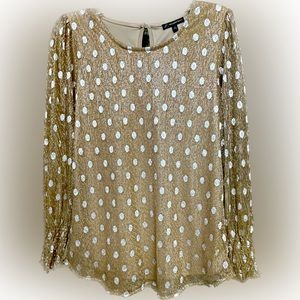 Gold / Silver Long Sleeve Blouse; Adrianna Papell; M